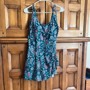 Amazon Women's One Piece Swimsuit - Blue and Pink Paisley